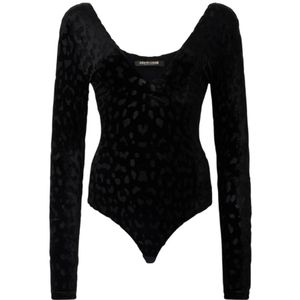 Roberto Cavalli, Dames, Tops, Zwart, Maat: S Leer,