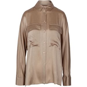 Semicouture, Dames, Blouses & Shirts, Beige, Maat: XS Satijn,