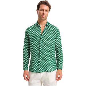 Peninsula, Heren, Overhemden, Groen, Maat: S Linnen,