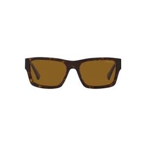 Prada Rechthoekige zonnebril met schildpad montuur en bruine lenzen , Brown , unisex , Maat: 56 MM