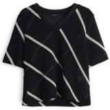 OPUS - Shirt 'Gemukki' - Zwart/Wit - T-shirt - Ronde Hals - Halve Mouw