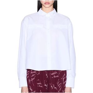 Armani Exchange, Dames, Blouses & Shirts, Wit, Maat: XS Katoen,