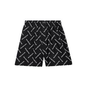 Balenciaga Logo Print Elastische Taille Katoenen Shorts , Black , Heren , Maat: XS