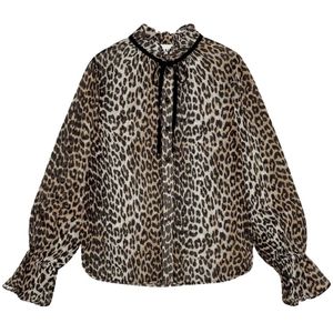 Ganni, Dames, Blouses & Shirts, Bruin, Maat: L Viscose,