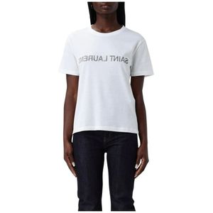 Saint Laurent, Dames, Tops, Wit, Maat: S Katoen,