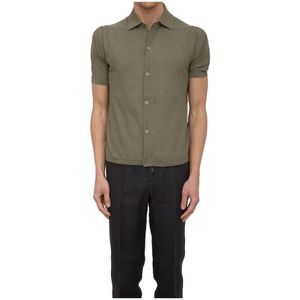Paolo Pecora, Heren, Overhemden, Groen, Maat: 2XL Katoen,