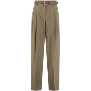 Max Mara Studio, Dames, Broeken, Bruin, Maat: XS Wol,
