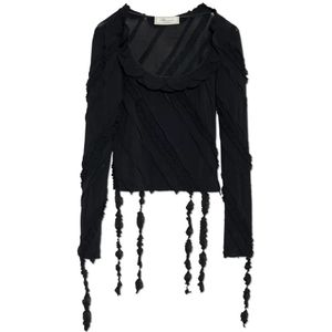 Blumarine, Dames, Blouses & Shirts, Zwart, Maat: XS Viscose,