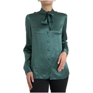 Dolce & Gabbana - Luxe Donkergroene Zijden Blouse Top - Dames