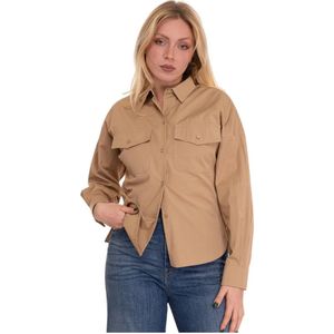 Weekend Max Mara, Dames, Blouses & Shirts, Beige, Maat: XL Katoen,