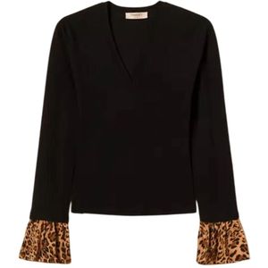 Twinset - Dierenprint Sweater Set - Zwart - Vesten - Lange Mouw - Polyester