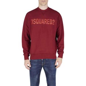 Dsquared2, Heren, Sweatshirts & Hoodies, Rood, Maat: XL Katoen,