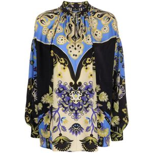 Etro, Dames, Blouses & Shirts, Blauw, Maat: XS Zijde,