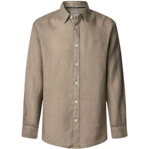 Pepe Jeans, Heren, Overhemden, Bruin, Maat: M Katoen,