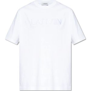 Lanvin T-shirt met logo , White , Heren , Maat: M