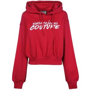 Versace Jeans Couture, Dames, Sweatshirts & Hoodies, Rood, Maat: S Katoen,