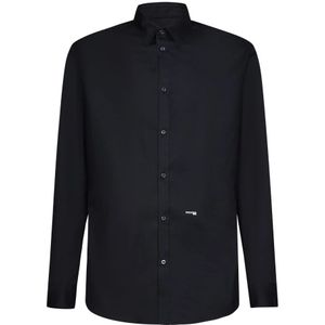 Dsquared2, Heren, Overhemden, Zwart, Maat: XL Katoen,