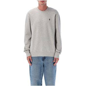 Ami Paris, Heren, Sweatshirts & Hoodies, Grijs, Maat: XL Katoen,