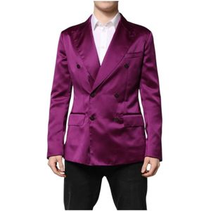Dolce & Gabbana - Paarse Zijden Herenpak Blazer - Heren - Polyester