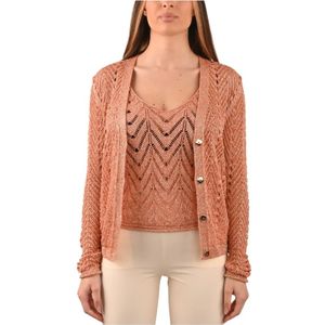 Twinset Oranje Lurex Gebreide kleding en Sweaters , Brown , Dames , Maat: M