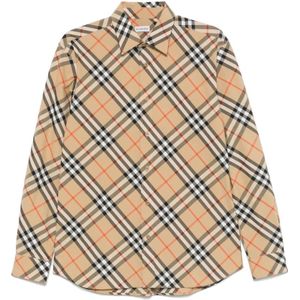 Burberry, Heren, Overhemden, Beige, Maat: L