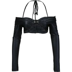 Versace Jeans Couture, Dames, Tops, Zwart, Maat: M Polyamide,