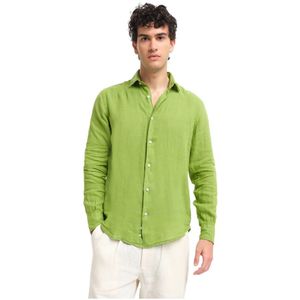 Peninsula, Heren, Overhemden, Groen, Maat: M Linnen,