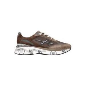 Premiata Suède en stoffen sneakers - Maat 40 , Brown , Heren , Maat: 44 EU