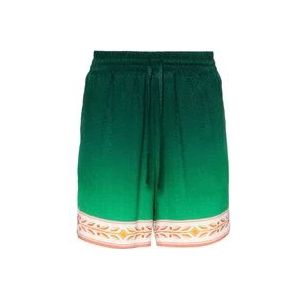Casablanca Monogram Zijden Shorts , Green , Heren , Maat: L
