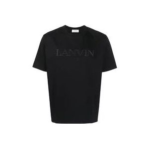 Lanvin Zwart Geborduurd Tee-Shirt Parijs , Black , Heren , Maat: XL