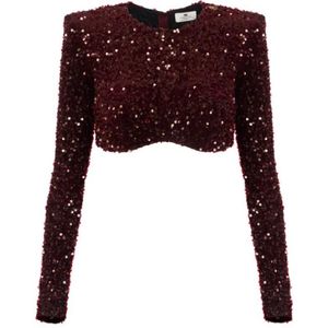 Elisabetta Franchi, Dames, Tops, Bruin, Maat: XS Poliester,