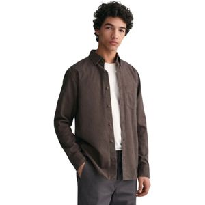 Gant, Heren, Overhemden, Bruin, Maat: 2XL Flanel,
