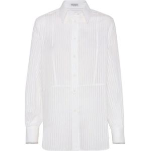 Brunello Cucinelli, Dames, Blouses & Shirts, Wit, Maat: 2XL Katoen,