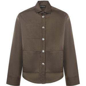 Giuliano Galiano, Heren, Overhemden, Bruin, Maat: L Wol,