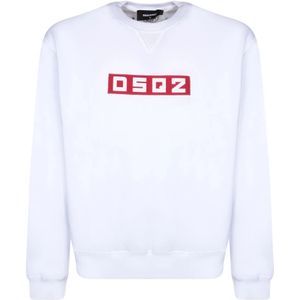 Dsquared2, Heren, Sweatshirts & Hoodies, Wit, Maat: S Katoen,
