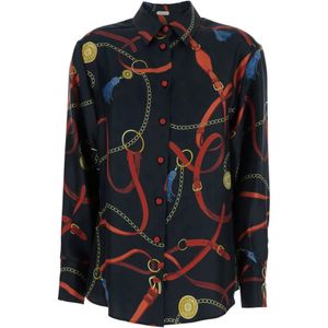 Mantero 1902, Dames, Blouses & Shirts, Veelkleurig, Maat: S Zijde,