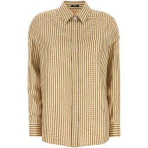 Versace, Dames, Blouses & Shirts, Beige, Maat: XS Zijde,