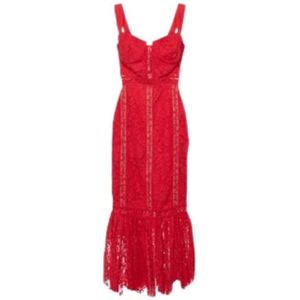 Self Portrait, Dames, Jurken, Rood, Maat: M Katoen,