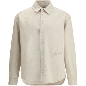 Jacquemus, Heren, Overhemden, Beige, Maat: S Denim,