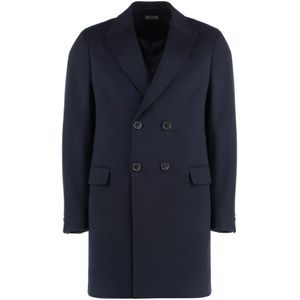 Zegna, Heren, Mantels, Blauw, Maat: M Wol,