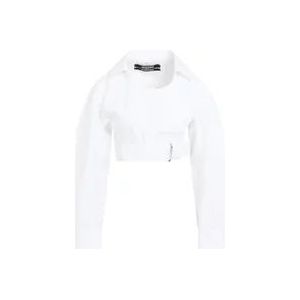 Jacquemus Witte Katoenen Shirt met Riem , White , Dames , Maat: 3XS