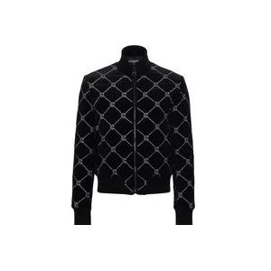 Balmain Gewatteerd bomberjack met strass , Black , Heren , Maat: L