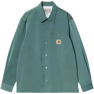 Carhartt Wip, Heren, Overhemden, Groen, Maat: M Nylon,