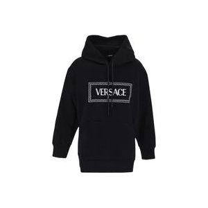 Versace Zwarte Logo Hoodie , Black , Dames , Maat: XS