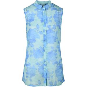 Guess, Dames, Blouses & Shirts, Blauw, Maat: L Poliester,