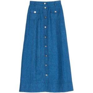 Ines de la Fressange Paris, Dames, Rokken, Blauw, Maat: 2XS Linnen,