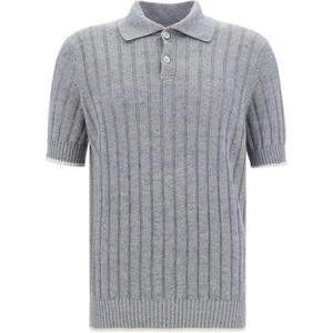 Brunello Cucinelli, Heren, Tops, Grijs, Maat: 3XL Linnen,