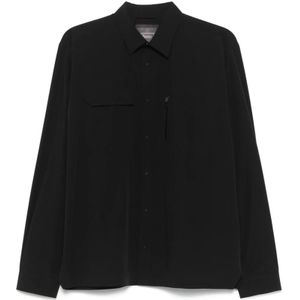 Herno, Heren, Overhemden, Zwart, Maat: S Polyamide,