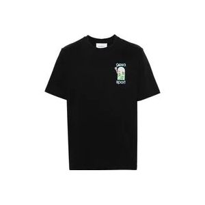 Casablanca Biologisch katoenen T-shirt met bedrukt logo , Black , Heren , Maat: 2XL