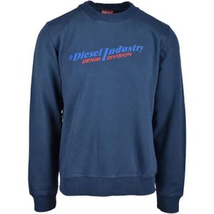 Diesel, Heren, Sweatshirts & Hoodies, Blauw, Maat: 2XL Katoen,